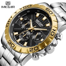Mens Watches MEGIR Top Brand Luxury Full Steel Waterproof Watch Men Chronograph Quartz Sport Military Wristwatches Male Clock 2024 - buy cheap