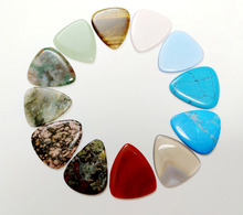 Wholesale Mixed 5pcs Natural Stone Guitar Picks Finger Picks ,Stones Pendant Guitar Pick Stones Bead 25*30*2.8mm 2024 - buy cheap