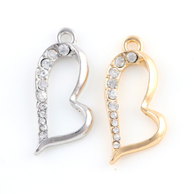 Newest 20Pcs Alloy Metal Rhinestone Heart Charms Pendant For DIY Bracelet Handmade Crafts 30*13mm 2024 - buy cheap
