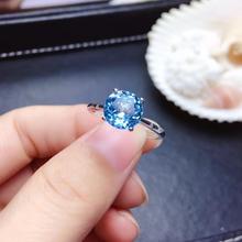 100% natural Topaz gemstone ring for women silver jewelry blue color shiny gem good cut  birthday anniverary  party present 2024 - buy cheap
