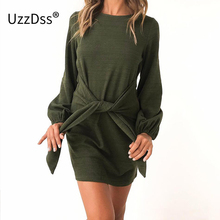 2020 Autumn Winter Dress Fashion Women Casual Loose Elegant Dress Long Sleeve O-Neck Sexy Black White Dress With Belt dresses 2024 - buy cheap