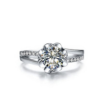 Тестовое положительное 0.5CT 5,0 мм G-H круглое кольцо с бриллиантом из моиссанита, цельное кольцо из стерлингового серебра 925 пробы, кольцо для свадьбы, цвет белый, золотой 2024 - купить недорого