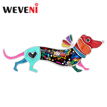 WEVENI Metal Enamel Dachshund Dog Brooches Cute Animal Jewelry Women Girls Teen Pin For Scarf Clothes Decoration Pet Lovers Gift 2024 - buy cheap