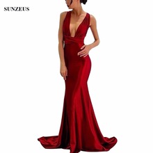 Mermaid Wine Red Bridesmaid Dresses Deep V-neck Sexy Backless Long Wedding Party Dress 2020 New Design vestido de festa BDS049 2024 - buy cheap