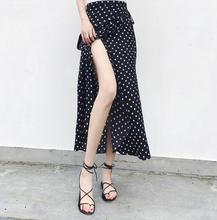 2022 New Women High Waist Polka Dots Skirt Elegant Midi Long Skirts Wrap Dots Chiffon Skirt Korean Fashion 2024 - buy cheap