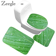 Zeegle Printed 3pcs Mats For Bathroom And Toilet Carpet Anti-slip Decor Toilet Seat Tank Cover Rug Washable Shower 2024 - buy cheap