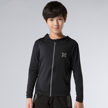 Новая компрессионная куртка для бега для мальчиков, быстросохнущая спортивная футбольная куртка с капюшоном, Детская футбольная баскетбольная спортивная куртка, светоотражающая 2024 - купить недорого