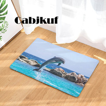 Mediterranean Style Dolphin Print Carpets Anti-slip Floor Mat Outdoor Rugs Ocean Front Door Mats 2024 - buy cheap
