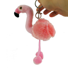 Mini Flamingos Cute pompom Keychain Flamingos Key Chain Fluffy Fake Rabbit Fur Ball Women Car Bag pompon Key Ring Accessories 2024 - buy cheap
