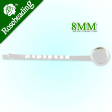 55*8MM Silver Plated Brass Bobby Pin With bezel,fit 8mm glass cabochon,hair pin,bobby pin,bobby blanks,sold 50pcs per package 2024 - купить недорого