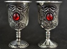 6pcs Handwork Tibet Silver Carving Totem Inlay Red Bead Pair Usable Wine Cup Set crafts Decoration real Tibetan Silver Brass 2024 - buy cheap