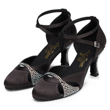 Diamond Latin Dance Shoes Latin Shoes Ladies Latin Dance Shoes Woman Silk Satin Ballroom Dance Shoes Thick Heel A120 2024 - buy cheap