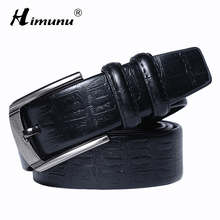 HIMUNU Luxury Alligator Grain Men Belt Pin Buckle 100% Genuine leather Belt For men Vintage Male For men Belt Cinto macho 2024 - buy cheap