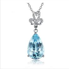 Everoyal Fashion 925 Silver Necklace For Girls Accessories Female Luxury Crystal Blue Stone Pendant Necklace For Women Jewelry 2024 - buy cheap