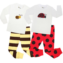 Pijama de algodón de manga larga para niños y niñas, ropa de dormir con diseño de mariquita y abeja, para bebés de 1 a 8 años 2024 - compra barato