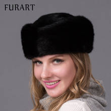 Real mink fur hat Beanie cap head warmer headgear hottest Skull womens hat winter good gift 2024 - buy cheap