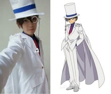 Disfraz de Detective Conan Kaito Kuroba para hombre y mujer, traje de uniforme blanco y gafas para fiesta de Halloween, disfraces de Anime 2024 - compra barato