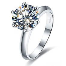 Тест как алмаз! 2CT кольцо корона дизайн зубцы отличные круглые Moissanite АЛМАЗНОЕ КОЛЬЦО ювелирные изделия для женщин 750 Белое золото помолвка 2024 - купить недорого