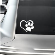 (100 pieces  /lot) Wholesale Paw with Heart Decal Car Window Laptop Vinyl Sticker Pet Love paw Car styling 2024 - buy cheap