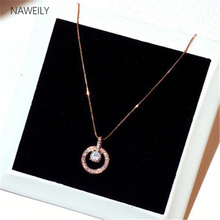 New Round Crystal Necklaces Short Clavicle Necklace Gold Silver Color Chain Necklace For Women Jewelry Pendant Necklaces 2024 - buy cheap