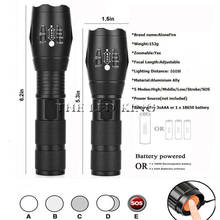 Ultra Bright LED Flashlight CREE XP-L V6 XML-T6/L2 5 Modes 12000 Lumens Zoomable LED Torch with 18650 Battery+Charger+Free gift 2024 - buy cheap