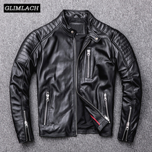 New 100% Lambskin Genuine Leather Motorcycle Biker Jacket Men Plus Size Short Slim Real Leather Coat Mens Stand Collar Outerwear 2024 - buy cheap