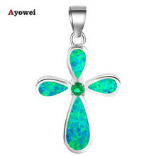 Ayowei Popular Cross Design Beautiful Green Fire Opal 925 Silver Peridot Necklace Pendants Fashion Jewelry for Women OP692A 2024 - buy cheap