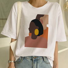 Corea Vintage abstracto pintura Retro camiseta para mujer de verano pantalón corto Casual de manga larga o-Cuello Harajuku camisetas S-2XL camiseta Tops 2024 - compra barato