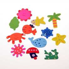 24 Pcs Random Mixed Pattern  Wood Kids Educational Toy Learning Fridge Magnet Home Decoration 26-50mm W04458 2024 - buy cheap