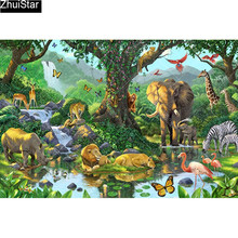Full Square 5D DIY Diamond Painting "a group of animals" Embroidery Cross Stitch Mosaic Home Decor Gift   CJ18 2024 - buy cheap