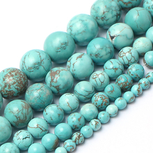 4-16mm Dyed Color Round Blue Turquoises Beads Natural Stone Beads For Jewelry Making beads 15'' DIY Beads Bracelets Trinket 2024 - buy cheap