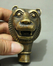 WBY 921+++China Chinese Bronze Handmade Carved Animal Tiger Head Statue Walking Stick Head 2024 - buy cheap
