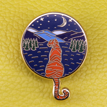 forest moon mountain tiger night sky pin badge 2024 - buy cheap