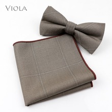Conjunto de gravata borboleta xadrez listrada, moda quente, conjunto de bolso, acessório quadrado, clássico, para presente, casual 2024 - compre barato