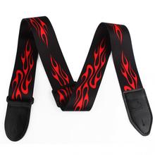 Sale Adjustable Guitar Strap Red Flame Pattern with Leather Ends for Guitar Bass 2024 - buy cheap