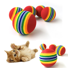 10 шт. радужные 3,5 см игрушечные шарики для кошек интерактивные игрушки для кошек играть погремушка для жевания царапины EVA мяч принадлежности для тренировки животных горячая распродажа 2024 - купить недорого