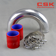 76mm 3" 180 degree Aluminum Turbo Intercooler tube Pipe +RED silicon hose+ T bolt clamps 2024 - buy cheap