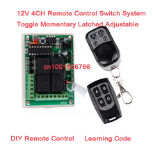 DIY! 12 V 4CH (Channel) Receptor do Sistema de Controle Remoto & 2 Transmissores Sem Fio Forma de Trabalho é ajustável 433 Mhz/315 Mhz 4 Relé