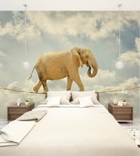 Custom 3D Photo Mural Elephant Walking The Rope Removable Wall Papers Self-adhesive Vinyl Wall Sticker Art Home Decor Mural 2024 - buy cheap