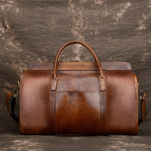 Luxury Vintage Natural Genuine Leather Men's Travel Bags Retro Cowskin Handbags Short Casual Business Trip Travel Bag 2024 - buy cheap