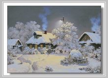 Oneroom-Kit de punto de cruz bordado de pueblo de invierno, manualidades de costura de paisaje de día nevado, 14CT, sin imprimir, arte DMC, calidad DIY 2024 - compra barato