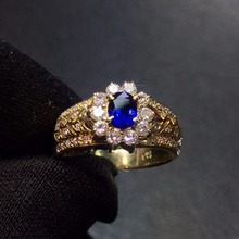 Joias finas 18k ouro real de ouro 100% natural azul safira 0,55ct de pedras preciosas diamantes safira anéis finos de casamento para mulheres 2024 - compre barato
