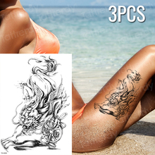 3 шт./компл. татуировки рукава эскизы тату дизайн для женщин девушек тату черный скелет Временные татуировки лошадь дракона татуировки для мужчин 2024 - купить недорого