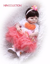Силиконовая кукла NPK N 57 см на весь рост для девочек, кукла-новорожденных, игрушки, принцесса, малыши, кукла, парик, волосы, подарок на день рождения, детские игрушки 2024 - купить недорого
