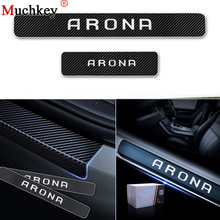 For SEAT ARONA Car Door Sill Protector Carbon Fiber Vinyl Stickers Door Sill Scuff Plate Welcome Pedal Sticker Car Styling 4Pcs 2024 - buy cheap