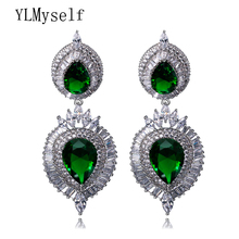 Long big tearDrop earrings fashion Blue, Green, Clear, Black and Red color crystal luxury orecchini earring for party 2024 - buy cheap