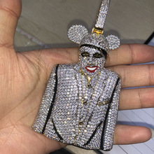 Big Size AAA Cubic Zirconia Bling Iced Out Marilyn Manson MICKY Pendants Necklace for Men Hip Hop Rapper Jewelry 2024 - buy cheap