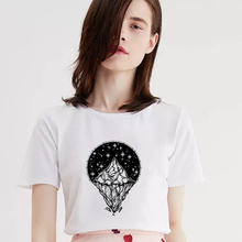 Camiseta con estampado Harajuku volcánico para mujer, blusa de moda para mujer, camiseta de manga corta con cuello redondo, camisetas blancas para mujer 2019 2024 - compra barato