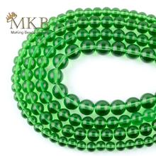 High Quality Smooth Green Glass Crystal Round Beads For Jewelry Making Loose Beads 4 6 8 10 12mm Diy Bracelet Necklace15"Strand 2024 - buy cheap