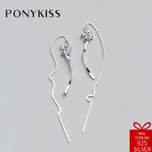 PONYKISS-pendientes románticos de Plata de Ley 925 para mujer, joyería minimalista con flores colgantes, regalo de cumpleaños 2024 - compra barato